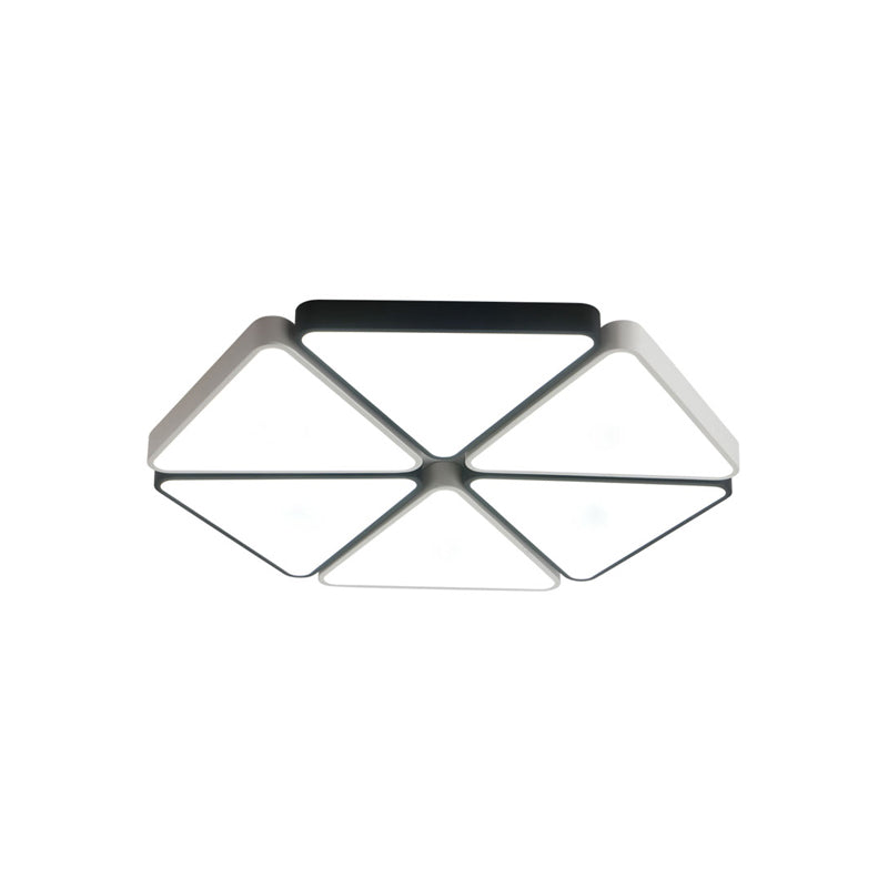 Contemporary Hexagon Flush Mount Fixture Acrylic Warm/White Light LED Living Room Ceiling Light Fixture in White, 19.5"/23.5" Wide Clearhalo 'Ceiling Lights' 'Close To Ceiling Lights' 'Close to ceiling' 'Flush mount' Lighting' 136492