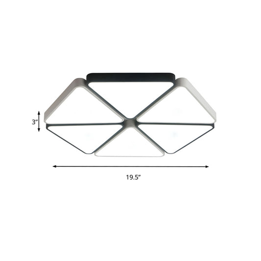 Contemporary Hexagon Flush Mount Fixture Acrylic Warm/White Light LED Living Room Ceiling Light Fixture in White, 19.5"/23.5" Wide Clearhalo 'Ceiling Lights' 'Close To Ceiling Lights' 'Close to ceiling' 'Flush mount' Lighting' 136493