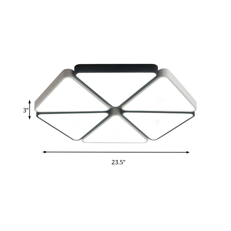 Contemporary Hexagon Flush Mount Fixture Acrylic Warm/White Light LED Living Room Ceiling Light Fixture in White, 19.5"/23.5" Wide Clearhalo 'Ceiling Lights' 'Close To Ceiling Lights' 'Close to ceiling' 'Flush mount' Lighting' 136494