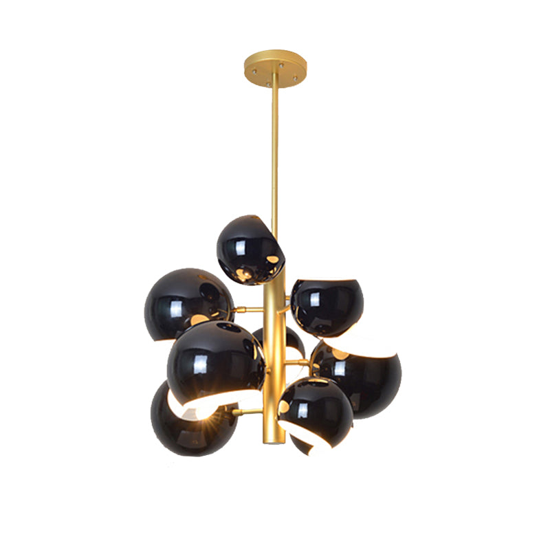 Stacked Simple Style Hanging Chandelier Light with Dome Metal Shade 10/13 Lights Black/White Hanging Light for Dining Room Clearhalo 'Ceiling Lights' 'Chandeliers' 'Modern Chandeliers' 'Modern' Lighting' 136508