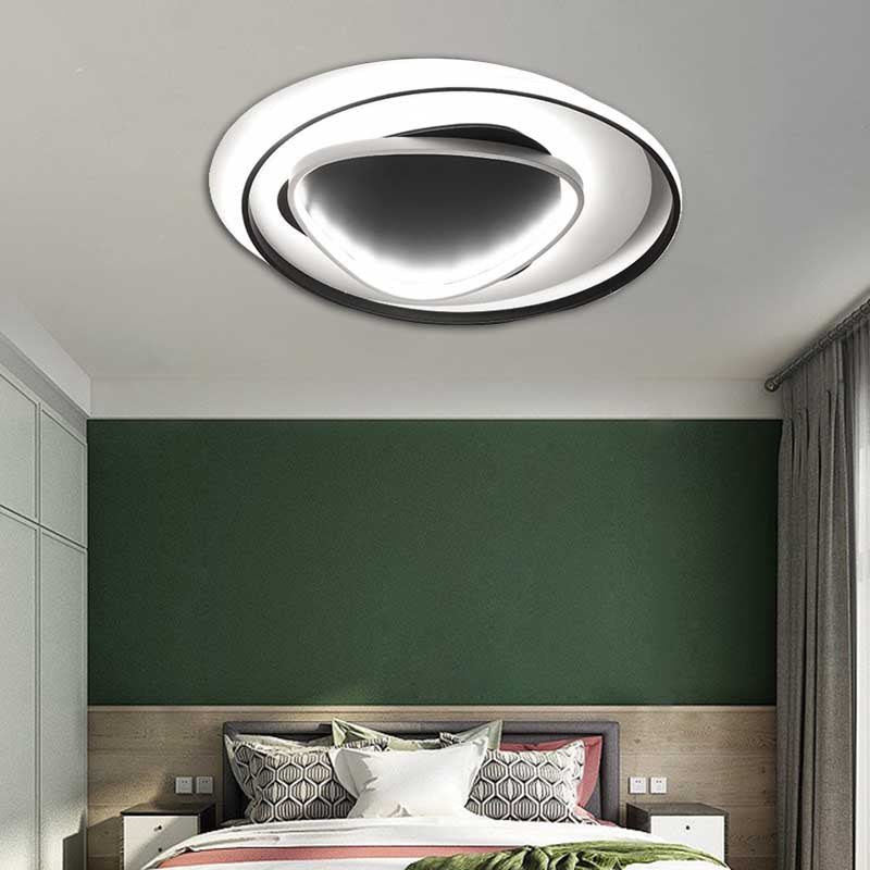 18"/23.5" Wide Acrylic Circle Flushmount Light Modern LED Black Ceiling Flush Light in Warm/White Light Black White Clearhalo 'Ceiling Lights' 'Close To Ceiling Lights' 'Close to ceiling' 'Flush mount' Lighting' 136515