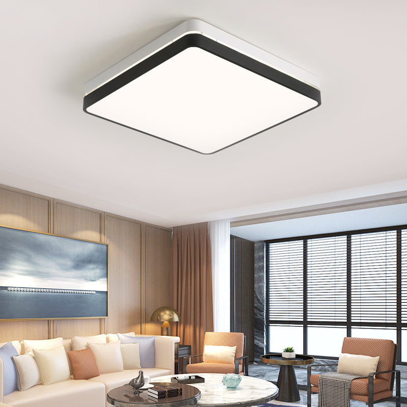 Black and White Square Ceiling Light Modern Simple Acrylic Shade LED Flush Lighting for Bedroom Black Clearhalo 'Ceiling Lights' 'Close To Ceiling Lights' 'Close to ceiling' 'Flush mount' Lighting' 136520