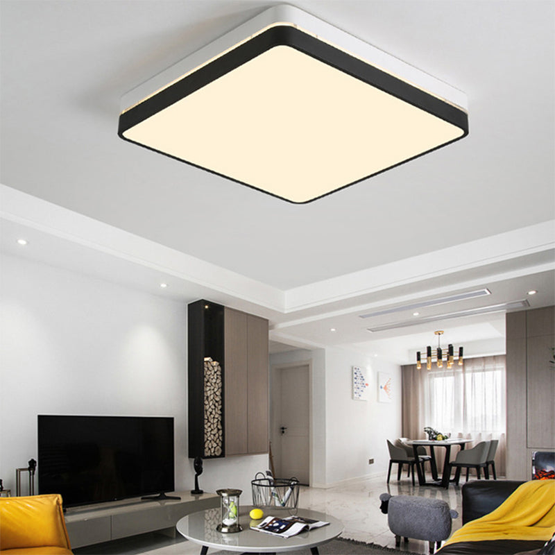 Black and White Square Ceiling Light Modern Simple Acrylic Shade LED Flush Lighting for Bedroom Clearhalo 'Ceiling Lights' 'Close To Ceiling Lights' 'Close to ceiling' 'Flush mount' Lighting' 136522