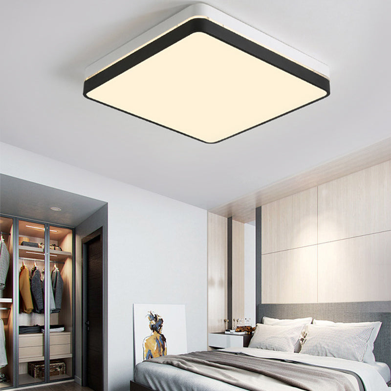 Black and White Square Ceiling Light Modern Simple Acrylic Shade LED Flush Lighting for Bedroom Clearhalo 'Ceiling Lights' 'Close To Ceiling Lights' 'Close to ceiling' 'Flush mount' Lighting' 136523