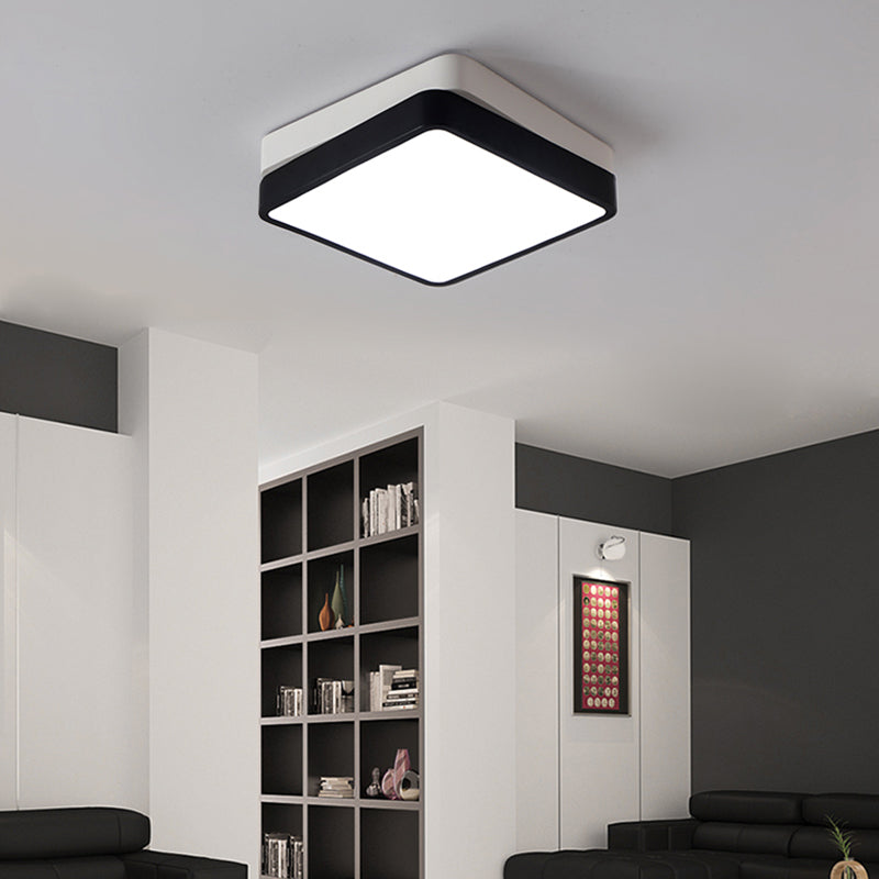 Black Square/Rectangular Flush Mount Nordic Metal LED Ceiling Light for Bedroom in Warm/White, 11"/19"/35.5" Wide Black 11" Clearhalo 'Ceiling Lights' 'Close To Ceiling Lights' 'Close to ceiling' 'Flush mount' Lighting' 136527