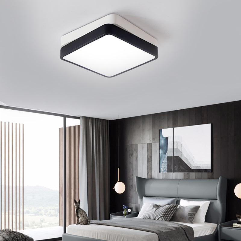 Black Square/Rectangular Flush Mount Nordic Metal LED Ceiling Light for Bedroom in Warm/White, 11"/19"/35.5" Wide Clearhalo 'Ceiling Lights' 'Close To Ceiling Lights' 'Close to ceiling' 'Flush mount' Lighting' 136528