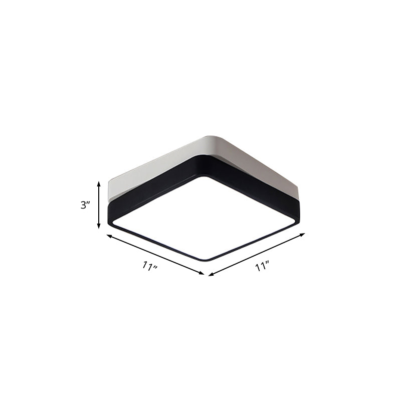 Black Square/Rectangular Flush Mount Nordic Metal LED Ceiling Light for Bedroom in Warm/White, 11"/19"/35.5" Wide Clearhalo 'Ceiling Lights' 'Close To Ceiling Lights' 'Close to ceiling' 'Flush mount' Lighting' 136530