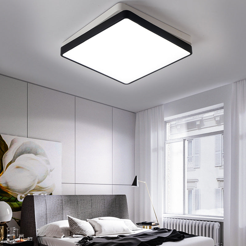 Black Square/Rectangular Flush Mount Nordic Metal LED Ceiling Light for Bedroom in Warm/White, 11"/19"/35.5" Wide Black 19" Clearhalo 'Ceiling Lights' 'Close To Ceiling Lights' 'Close to ceiling' 'Flush mount' Lighting' 136531