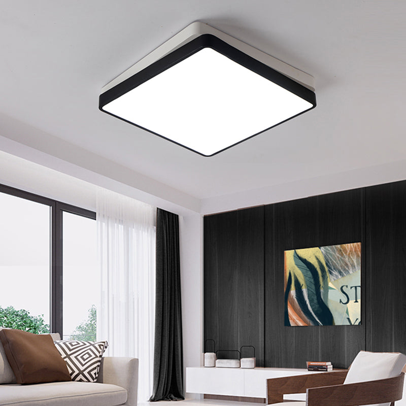 Black Square/Rectangular Flush Mount Nordic Metal LED Ceiling Light for Bedroom in Warm/White, 11"/19"/35.5" Wide Clearhalo 'Ceiling Lights' 'Close To Ceiling Lights' 'Close to ceiling' 'Flush mount' Lighting' 136532