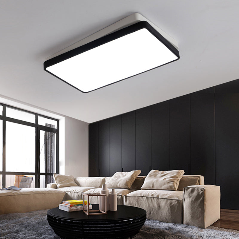 Black Square/Rectangular Flush Mount Nordic Metal LED Ceiling Light for Bedroom in Warm/White, 11"/19"/35.5" Wide Clearhalo 'Ceiling Lights' 'Close To Ceiling Lights' 'Close to ceiling' 'Flush mount' Lighting' 136536