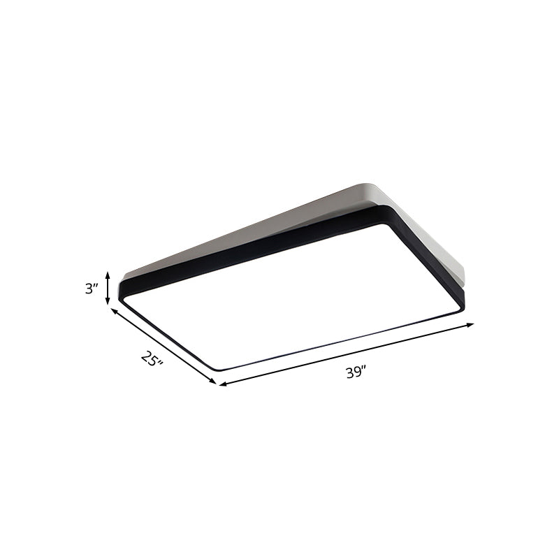 Black Square/Rectangular Flush Mount Nordic Metal LED Ceiling Light for Bedroom in Warm/White, 11"/19"/35.5" Wide Clearhalo 'Ceiling Lights' 'Close To Ceiling Lights' 'Close to ceiling' 'Flush mount' Lighting' 136538