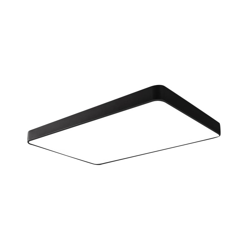 Led Bedroom Flush Mount with Rectangular Metal Shade Simple White/Black Flush Mount Light for Office Clearhalo 'Ceiling Lights' 'Close To Ceiling Lights' 'Close to ceiling' 'Flush mount' Lighting' 136550