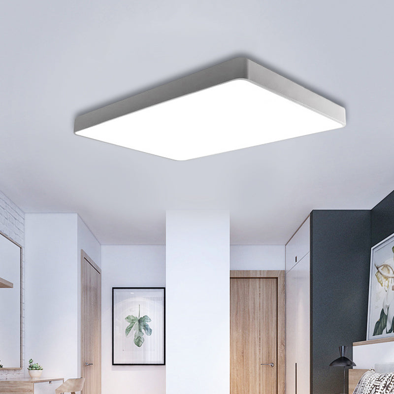 Led Bedroom Flush Mount with Rectangular Metal Shade Simple White/Black Flush Mount Light for Office Clearhalo 'Ceiling Lights' 'Close To Ceiling Lights' 'Close to ceiling' 'Flush mount' Lighting' 136553