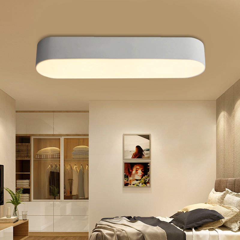 Smooth Edge Case Flush Mount Lamp Modern Metal Led 23.5"/35.5" Wide White/Black Flush Mount Ceiling Light for Bedroom in White/Warm Light Clearhalo 'Ceiling Lights' 'Close To Ceiling Lights' 'Close to ceiling' 'Flush mount' Lighting' 136600