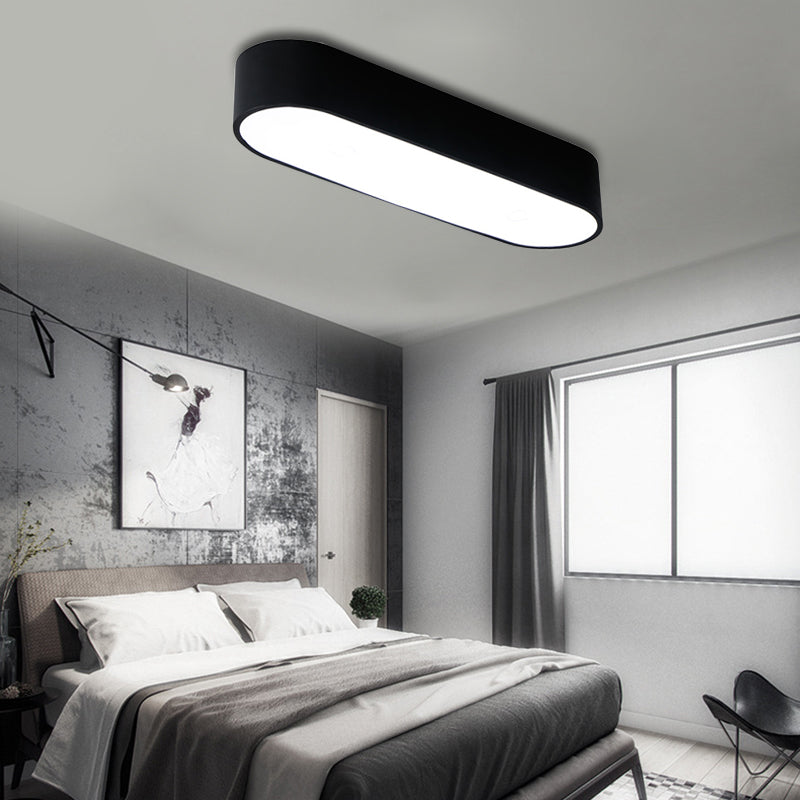 Smooth Edge Case Flush Mount Lamp Modern Metal Led 23.5"/35.5" Wide White/Black Flush Mount Ceiling Light for Bedroom in White/Warm Light Clearhalo 'Ceiling Lights' 'Close To Ceiling Lights' 'Close to ceiling' 'Flush mount' Lighting' 136603