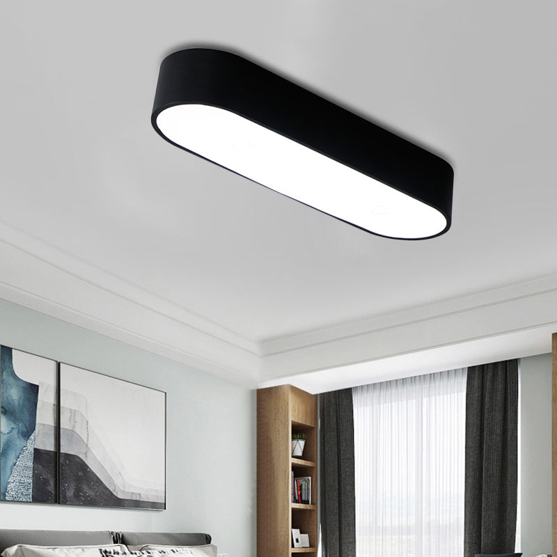 Smooth Edge Case Flush Mount Lamp Modern Metal Led 23.5"/35.5" Wide White/Black Flush Mount Ceiling Light for Bedroom in White/Warm Light Clearhalo 'Ceiling Lights' 'Close To Ceiling Lights' 'Close to ceiling' 'Flush mount' Lighting' 136604