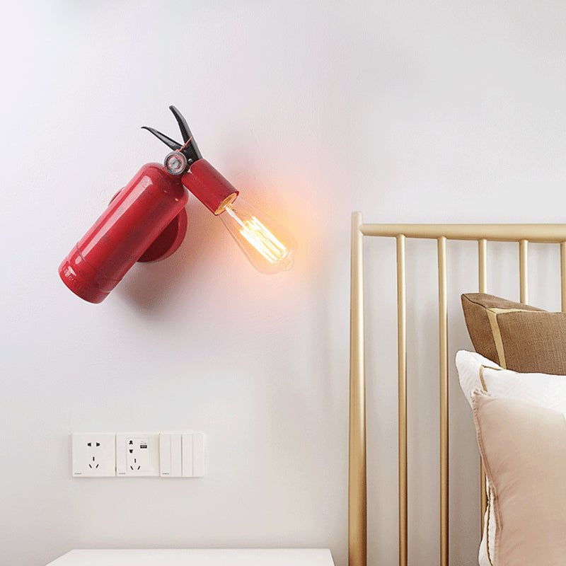 Industrial Fire Extinguisher Wall Lamp Single Light Metallic Sconce Light in Red Red Clearhalo 'Wall Lamps & Sconces' 'Wall Lights' Lighting' 136703