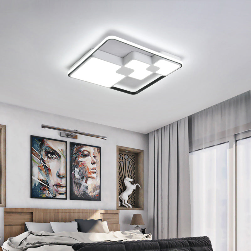 Squared Ceiling Flush Mount Nordic Style Acrylic LED White Ceiling Lighting in Warm/White Lighting, 18"/23.5" Width White White Clearhalo 'Ceiling Lights' 'Close To Ceiling Lights' 'Close to ceiling' 'Flush mount' Lighting' 136707