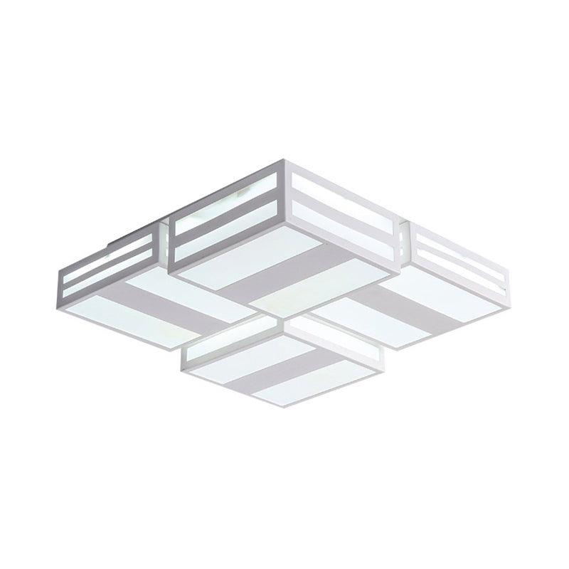 Contemporary Square Ceiling Lamp Acrylic Warm/White Lighting LED Bedroom Ceiling Mounted Light with Stripe Pattern in Black/White Clearhalo 'Ceiling Lights' 'Close To Ceiling Lights' 'Close to ceiling' 'Flush mount' Lighting' 136717