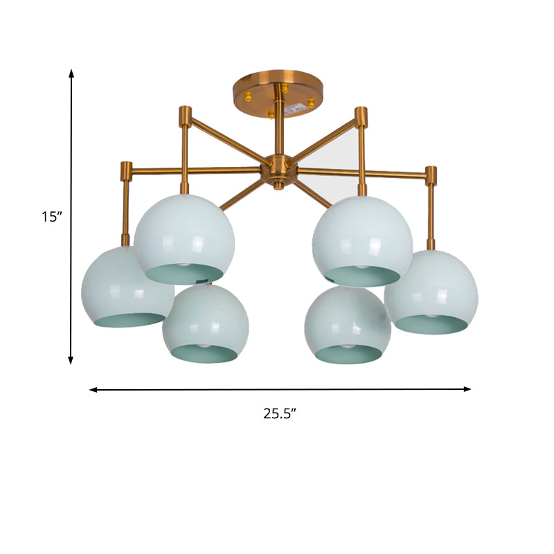 Dome Ceiling Pendant Light Macron Metal 3/6/8 Lights Blue Chandelier Lighting for Bedroom Clearhalo 'Ceiling Lights' 'Chandeliers' 'Modern Chandeliers' 'Modern' Lighting' 136864