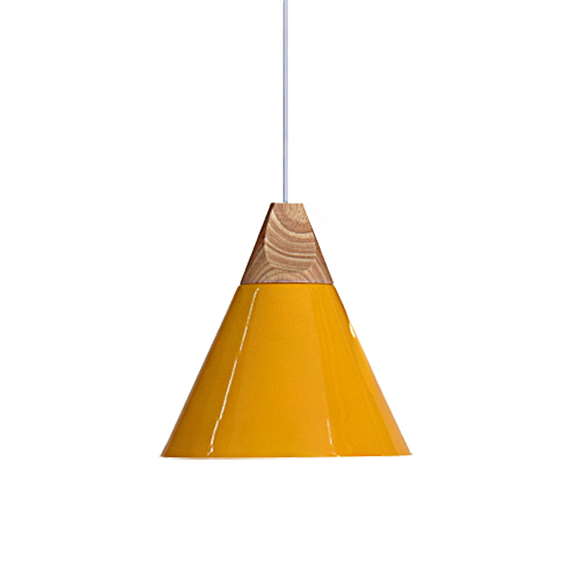 5.5"/8.5"/10" W 1 Bulb Pendant Light with Conical Shade Metal Contemporary Kitchen Hanging Fixture in Grey/Silver/Yellow Clearhalo 'Ceiling Lights' 'Modern Pendants' 'Modern' 'Pendant Lights' 'Pendants' Lighting' 136898