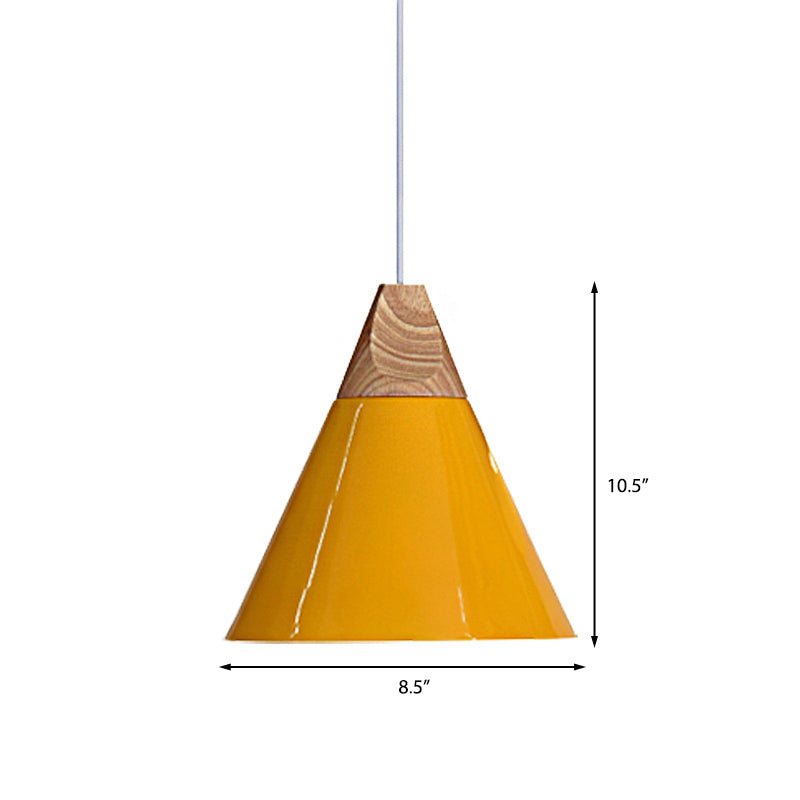 5.5"/8.5"/10" W 1 Bulb Pendant Light with Conical Shade Metal Contemporary Kitchen Hanging Fixture in Grey/Silver/Yellow Clearhalo 'Ceiling Lights' 'Modern Pendants' 'Modern' 'Pendant Lights' 'Pendants' Lighting' 136899