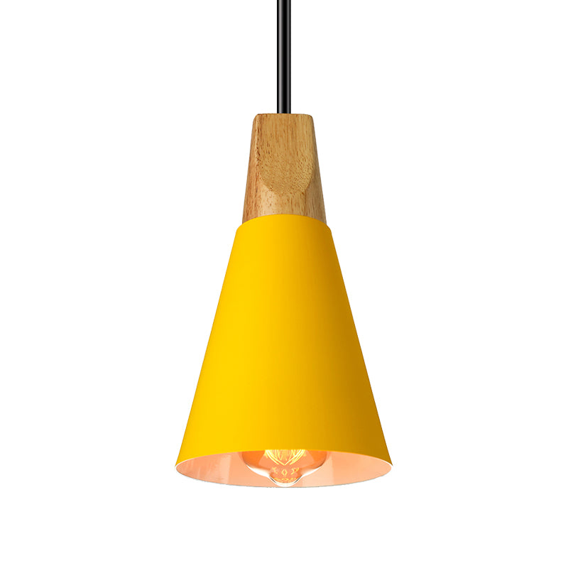 5.5"/8.5"/10" W 1 Bulb Pendant Light with Conical Shade Metal Contemporary Kitchen Hanging Fixture in Grey/Silver/Yellow Clearhalo 'Ceiling Lights' 'Modern Pendants' 'Modern' 'Pendant Lights' 'Pendants' Lighting' 136902