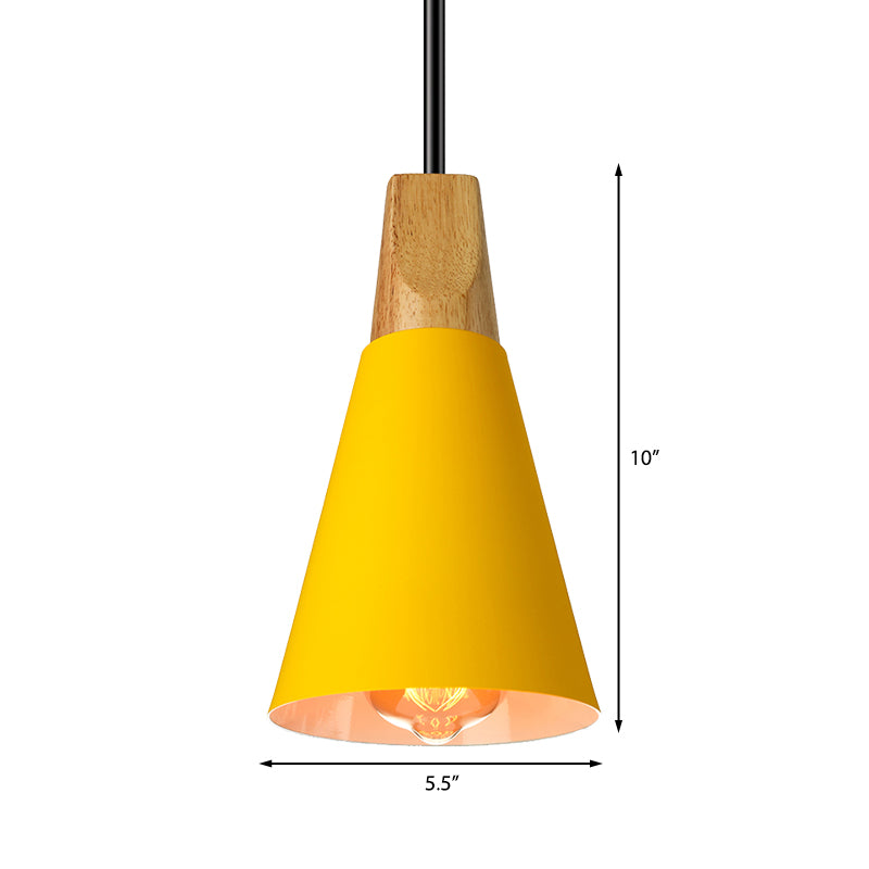 5.5"/8.5"/10" W 1 Bulb Pendant Light with Conical Shade Metal Contemporary Kitchen Hanging Fixture in Grey/Silver/Yellow Clearhalo 'Ceiling Lights' 'Modern Pendants' 'Modern' 'Pendant Lights' 'Pendants' Lighting' 136903