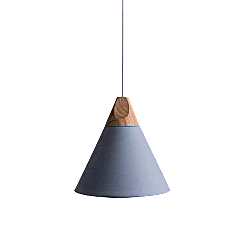 5.5"/8.5"/10" W 1 Bulb Pendant Light with Conical Shade Metal Contemporary Kitchen Hanging Fixture in Grey/Silver/Yellow Clearhalo 'Ceiling Lights' 'Modern Pendants' 'Modern' 'Pendant Lights' 'Pendants' Lighting' 136906