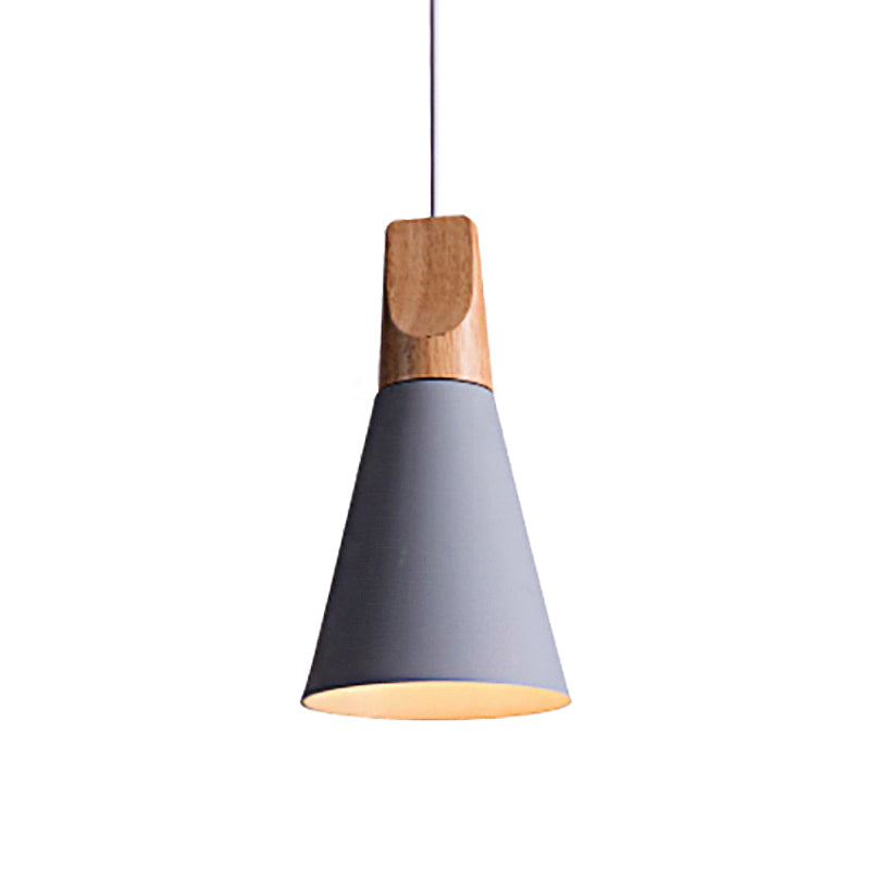 5.5"/8.5"/10" W 1 Bulb Pendant Light with Conical Shade Metal Contemporary Kitchen Hanging Fixture in Grey/Silver/Yellow Clearhalo 'Ceiling Lights' 'Modern Pendants' 'Modern' 'Pendant Lights' 'Pendants' Lighting' 136908