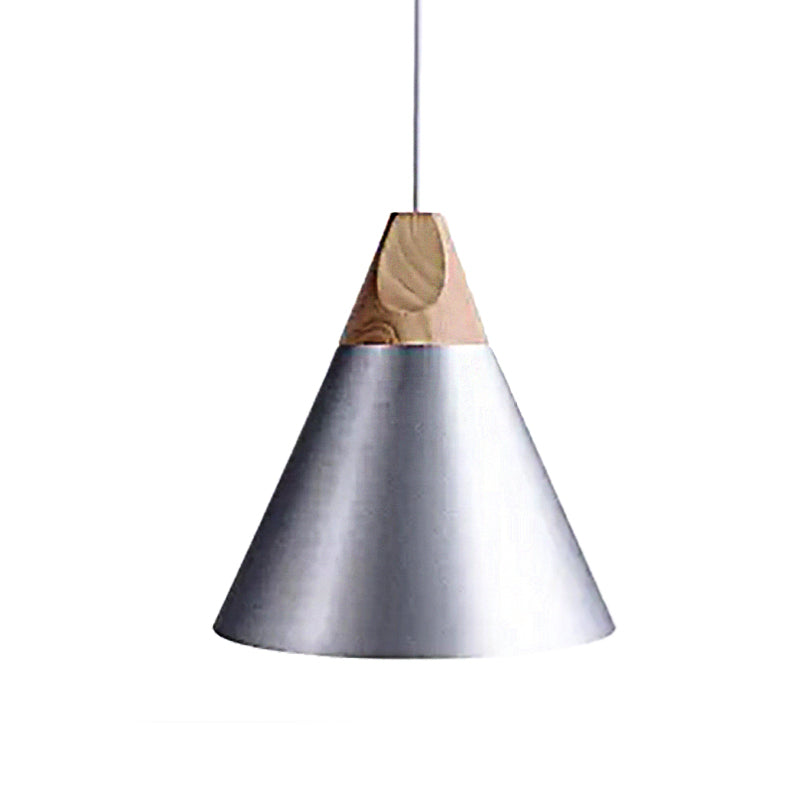 5.5"/8.5"/10" W 1 Bulb Pendant Light with Conical Shade Metal Contemporary Kitchen Hanging Fixture in Grey/Silver/Yellow Clearhalo 'Ceiling Lights' 'Modern Pendants' 'Modern' 'Pendant Lights' 'Pendants' Lighting' 136910