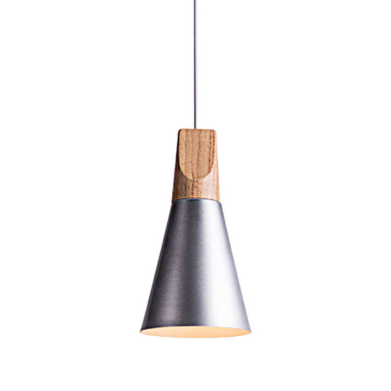 5.5"/8.5"/10" W 1 Bulb Pendant Light with Conical Shade Metal Contemporary Kitchen Hanging Fixture in Grey/Silver/Yellow Clearhalo 'Ceiling Lights' 'Modern Pendants' 'Modern' 'Pendant Lights' 'Pendants' Lighting' 136912