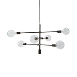 Mobile Metal Chandelier Light Fixture Modernist 6 Lights Black Hanging Lighting with Exposed Bulb Clearhalo 'Ceiling Lights' 'Chandeliers' 'Modern Chandeliers' 'Modern' Lighting' 136934