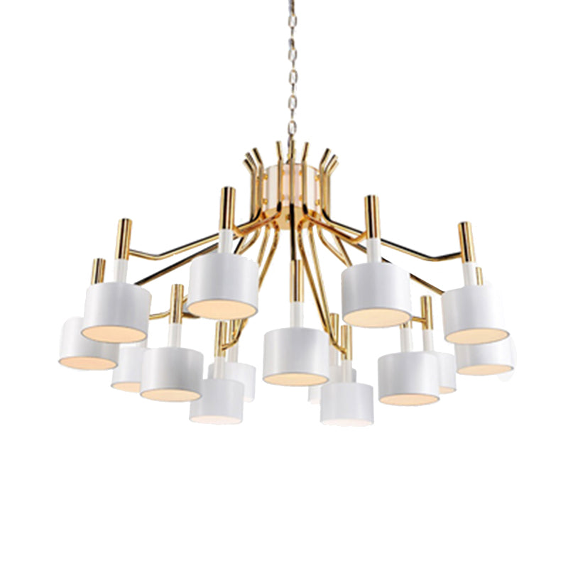 Starburst Ceiling Pendant Light with Drum Metal Shade Modern 12/15 Lights Black/White Chandelier Light for Bedroom Clearhalo 'Ceiling Lights' 'Chandeliers' 'Modern Chandeliers' 'Modern' Lighting' 136962