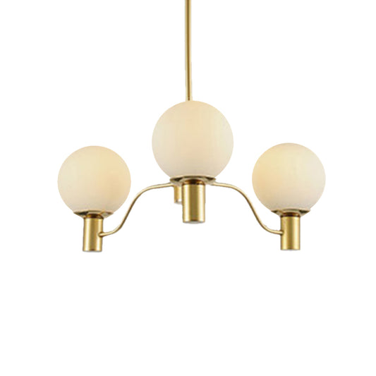 Radial White Glass Chandelier Lamp Post-Modern 3/6/8 Lights Gold Hanging Light Fixture with Ball Shade Clearhalo 'Ceiling Lights' 'Chandeliers' 'Glass shade' 'Glass' 'Modern Chandeliers' 'Modern' Lighting' 136965