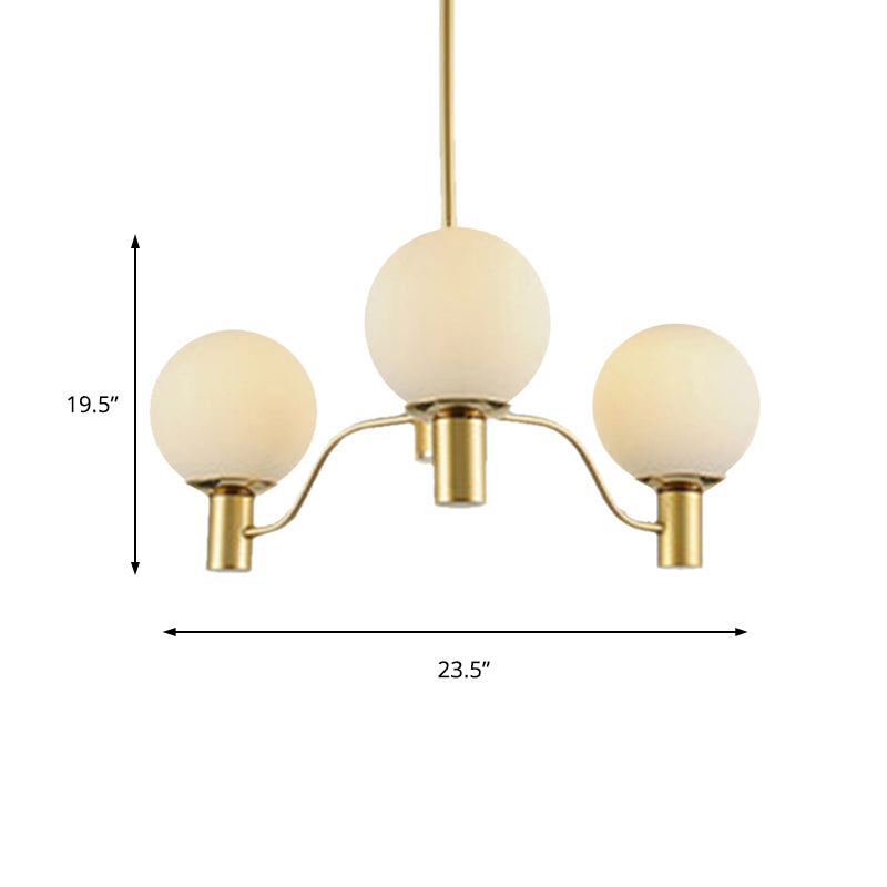 Radial White Glass Chandelier Lamp Post-Modern 3/6/8 Lights Gold Hanging Light Fixture with Ball Shade Clearhalo 'Ceiling Lights' 'Chandeliers' 'Glass shade' 'Glass' 'Modern Chandeliers' 'Modern' Lighting' 136966