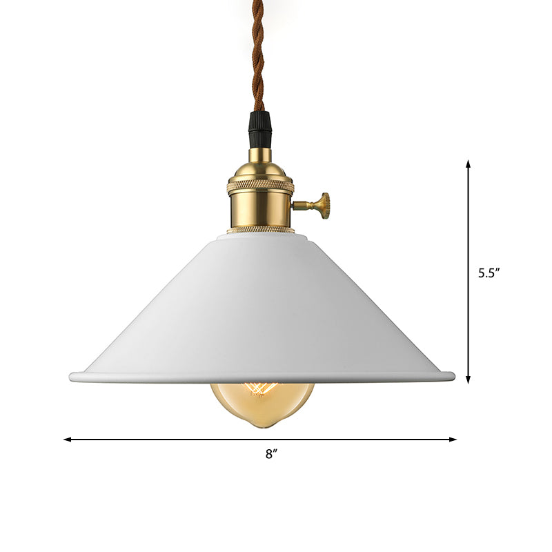 Conic Shade Dining Room Ceiling Light Fixture Industrial Style Metal 1 Light Gray/White/Pink Pendant Lighting Clearhalo 'Ceiling Lights' 'Modern Pendants' 'Modern' 'Pendant Lights' 'Pendants' Lighting' 136976