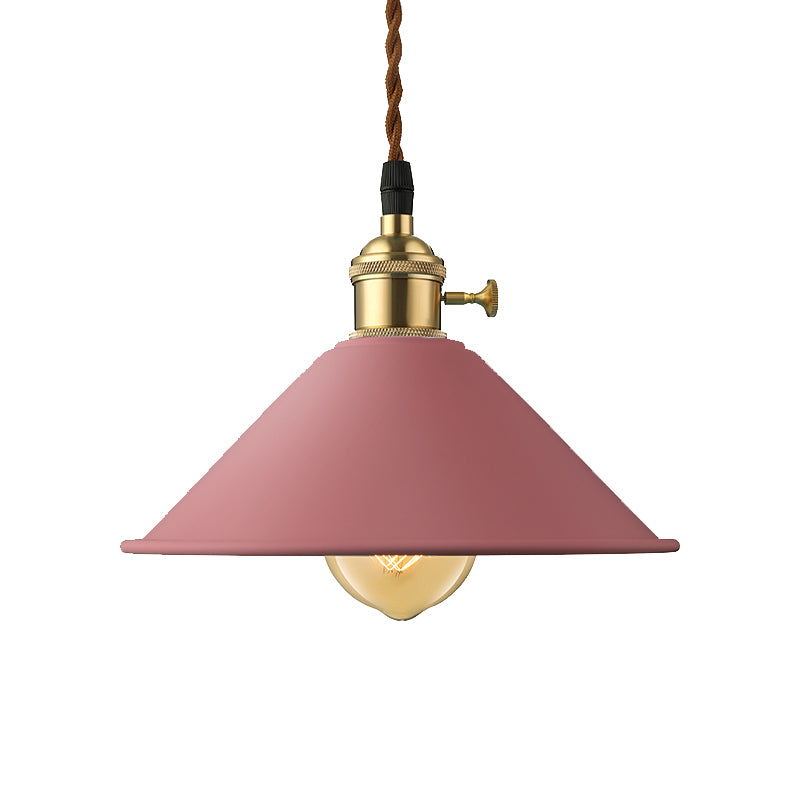 Conic Shade Dining Room Ceiling Light Fixture Industrial Style Metal 1 Light Gray/White/Pink Pendant Lighting Clearhalo 'Ceiling Lights' 'Modern Pendants' 'Modern' 'Pendant Lights' 'Pendants' Lighting' 136981