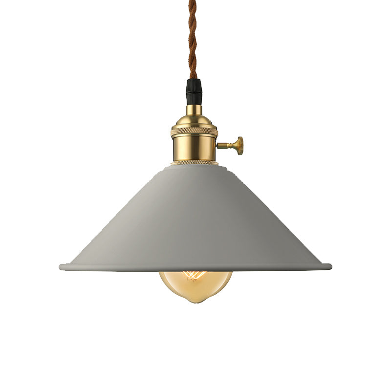 Conic Shade Dining Room Ceiling Light Fixture Industrial Style Metal 1 Light Gray/White/Pink Pendant Lighting Clearhalo 'Ceiling Lights' 'Modern Pendants' 'Modern' 'Pendant Lights' 'Pendants' Lighting' 136985