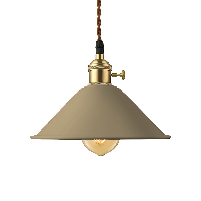 Conic Shade Dining Room Ceiling Light Fixture Industrial Style Metal 1 Light Gray/White/Pink Pendant Lighting Clearhalo 'Ceiling Lights' 'Modern Pendants' 'Modern' 'Pendant Lights' 'Pendants' Lighting' 136989