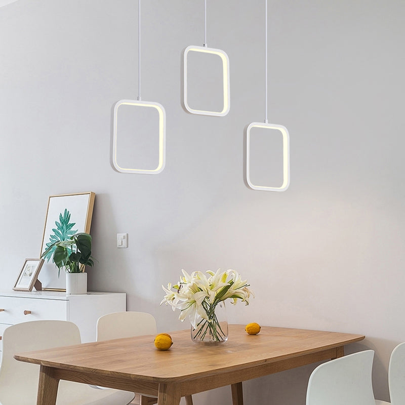 Black/White Square Drop Pendant Contemporary LED Acrylic Ceiling Lighting Fixture in Warm/White Light White Clearhalo 'Ceiling Lights' 'Modern Pendants' 'Modern' 'Pendant Lights' 'Pendants' Lighting' 136993