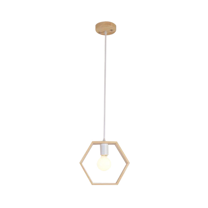 Triangle/Square/Hexagonal Drop Pendant Contemporary Wooden 1-Light Bedroom Ceiling Light Fixture Clearhalo 'Ceiling Lights' 'Pendant Lights' 'Pendants' Lighting' 137024