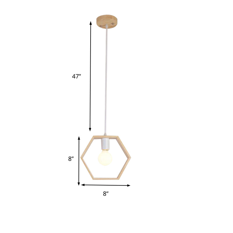 Triangle/Square/Hexagonal Drop Pendant Contemporary Wooden 1-Light Bedroom Ceiling Light Fixture Clearhalo 'Ceiling Lights' 'Pendant Lights' 'Pendants' Lighting' 137025