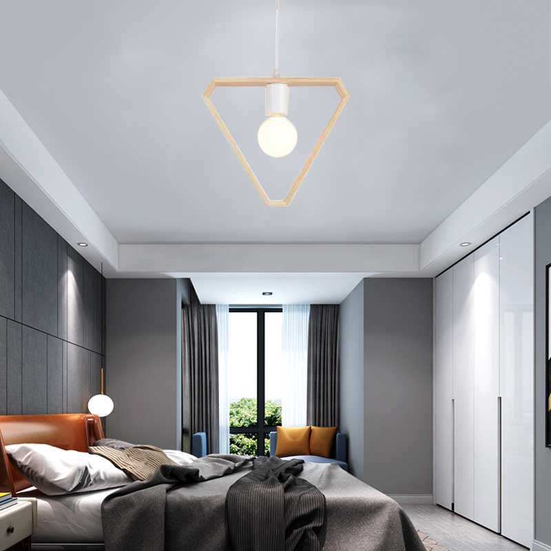 Triangle/Square/Hexagonal Drop Pendant Contemporary Wooden 1-Light Bedroom Ceiling Light Fixture Clearhalo 'Ceiling Lights' 'Pendant Lights' 'Pendants' Lighting' 137029