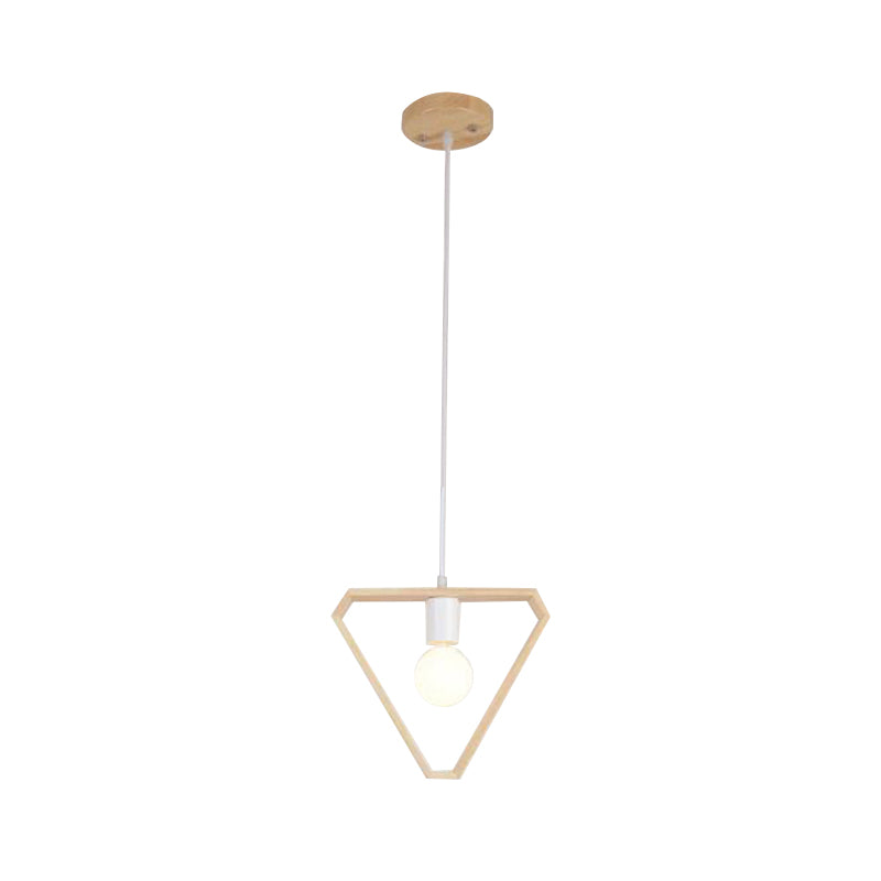 Triangle/Square/Hexagonal Drop Pendant Contemporary Wooden 1-Light Bedroom Ceiling Light Fixture Clearhalo 'Ceiling Lights' 'Pendant Lights' 'Pendants' Lighting' 137030