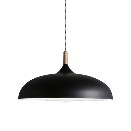 Black/White Finish Dome Pendant Light Fixture Retro Style Metal 1 Bulb Kitchen Hanging Lamp with Adjustable Cord Clearhalo 'Ceiling Lights' 'Modern Pendants' 'Modern' 'Pendant Lights' 'Pendants' Lighting' 137067