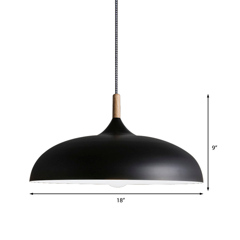 Black/White Finish Dome Pendant Light Fixture Retro Style Metal 1 Bulb Kitchen Hanging Lamp with Adjustable Cord Clearhalo 'Ceiling Lights' 'Modern Pendants' 'Modern' 'Pendant Lights' 'Pendants' Lighting' 137068