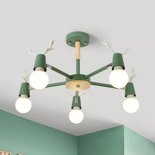 Bedroom Ceiling Lights Contemporary, Glass Ball Semi Flush Light Fixture with Antler for Children 5 Green Clearhalo 'Ceiling Lights' 'Chandeliers' Lighting' options 13708_637a8fd8-4a67-438c-9feb-4dd66896636a