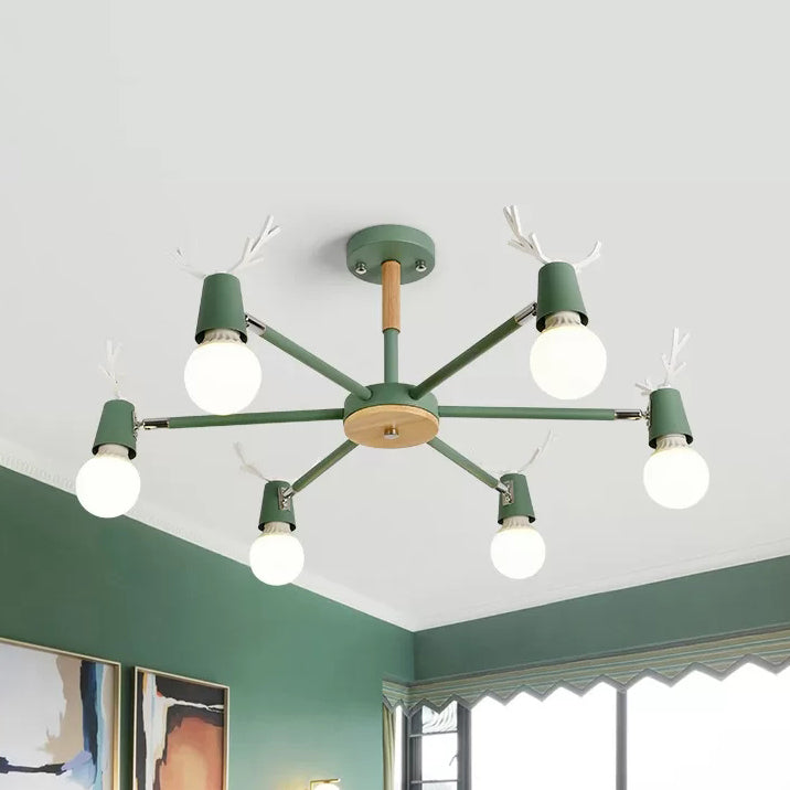 Bedroom Ceiling Lights Contemporary, Glass Ball Semi Flush Light Fixture with Antler for Children 6 Green Clearhalo 'Ceiling Lights' 'Chandeliers' Lighting' options 13710_40987d28-9014-4f53-8929-a83afc44e5c3