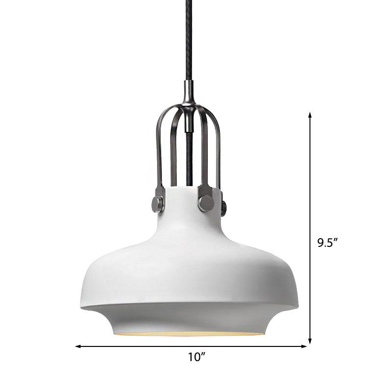 Black/White Bowl Shade Hanging Lamp Industrial Metallic 1 Light Living Room Pendant Light with Adjustable Cord Clearhalo 'Ceiling Lights' 'Modern Pendants' 'Modern' 'Pendant Lights' 'Pendants' Lighting' 137128